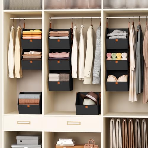 Collapsible Hanging Closet Organizer (Black / 3 shelves)