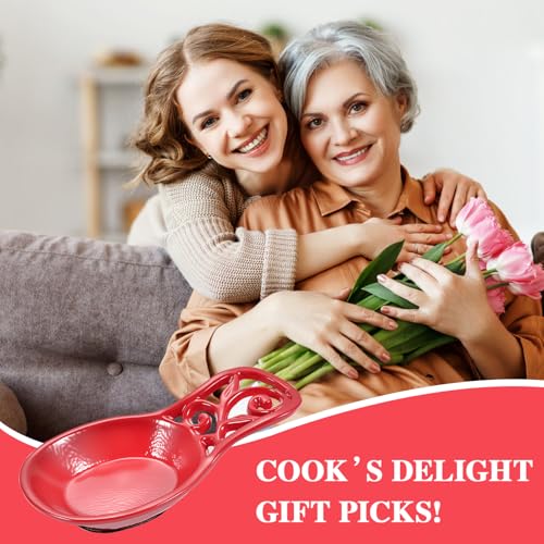 Cast Iron Spoon Rest (Red / Vine Scrollwork)