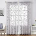 Light Grey Sheer Curtains Vine Embroidered (52"W x 96"L (Pack of 2) / Vine Light Grey)