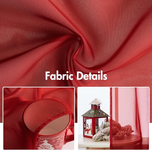 2 Panels Red Sheer Christmas Window Curtains 54 X 72 Inches (Red / 54"W x 72"L (Pack of 2))