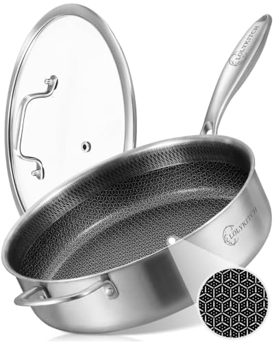 6 Quart Large Frying Pan with Lid (Black)