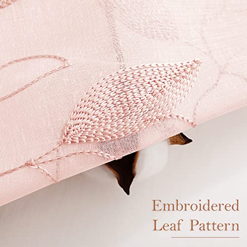 Blush Pink Sheer Curtains Leaf Embroidered (52"W x 63"L (Pack of 2) / Pink)