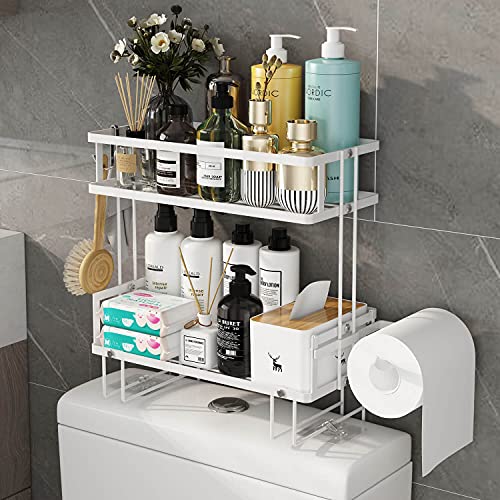 2 Tier Over Toilet Storage Shelf (White / 2-Tier)