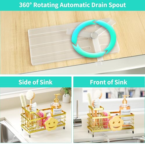 Sink Caddy Sponge Holder (Gold / with Smiley Face Sponge Holder（single）)