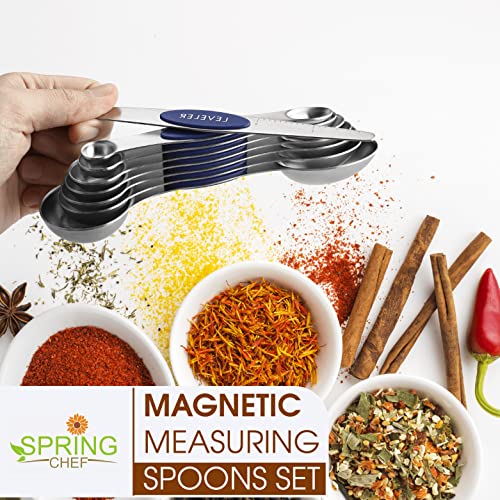 8 Magnetic Measuring Spoons Set for Baking & Cooking (Sapphire / 1-Pack)