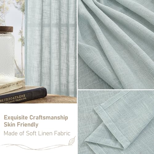 102 Inch Long Sheer Linen Curtains for Living Room 2 Panels Set (52"W x 102"L (Pack of 2) / Greyish Blue)