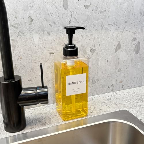 Clear Soap Dispenser with Waterproof Labels (22oz 4pack Clear)