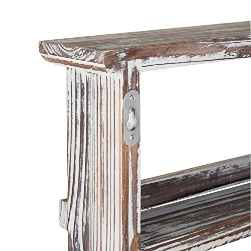 4 Tier Torched Wood Spice Rack Wall Mount Rustic Seasoning Shelf