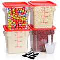 8QT 4PCS NSF Commercial Clear Food Storage Containers with Lids (D-8QT-4PCS-RED)