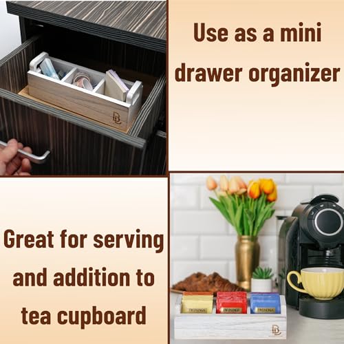 Wooden Tea Bag Organizer (White)