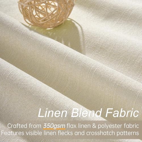 86 Inches Long Cream Colored Custom Blackout Linen Curtains Ivory Cream Pinch Pleated Noise Cancelling Curtains with Pin Hooks for Traverse Burlap Viral Drapes 2 Panels for Living Room Bedroom (Cream / 52"W x 86"L (Pack of 2))