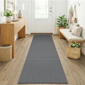 Woven 2x7 Washable Kitchen Runner Rug (Grey/Dark Grey / 2' x 7' (Runner))