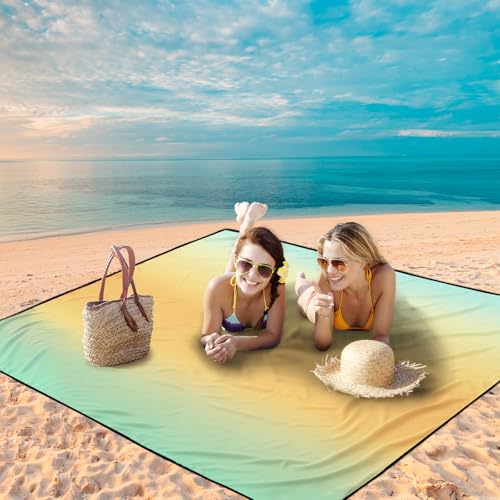 Beach Blanket Mat Waterproof Sandproof for 2 (Gradient-california / 120" X 108"（1-8person）)