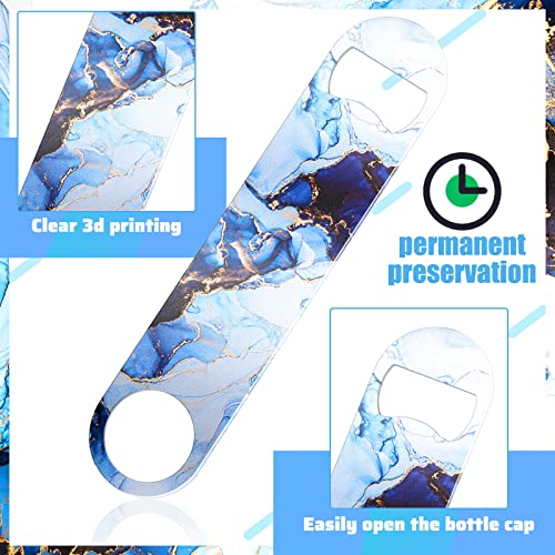 4 Pcs Flat Bottle Opener Heavy Duty Stainless Steel Opener (Marble Print)