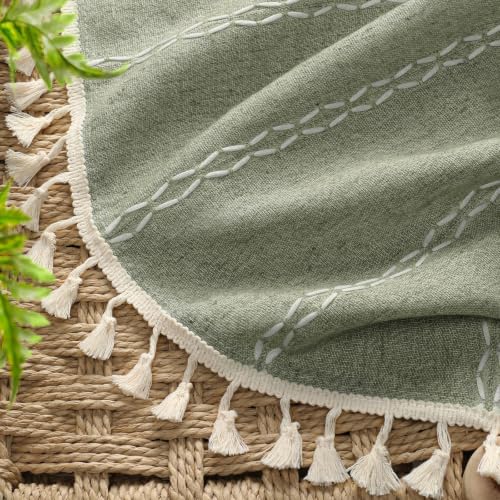 Green 100% Boho Blackout Curtains 84 Inch 2 Panels with Tassels (Green / 52"W x 84"L (Pack of 2))