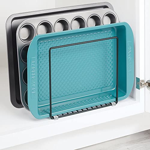 Steel Storage Tray Organizer Rack for Kitchen Cabinet (Black / 10.2 x 7.3 x 8.6)