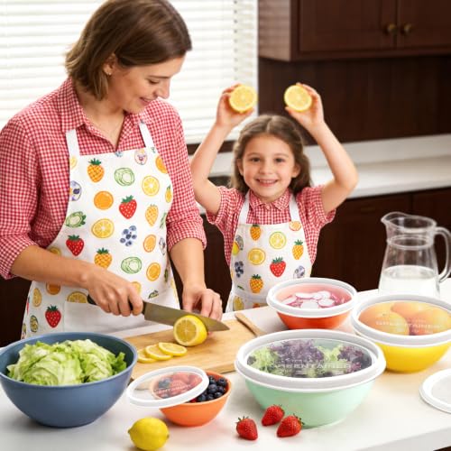 Plastic Mixing Bowls with Lids Set for Kitchen (Light Blue)