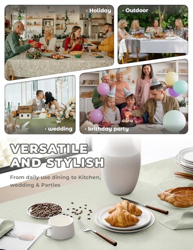 Extra Long Rectangle Linen Farmhouse Tablecloth for 10ft Table (Light Grey / 144" x 60" (Rectangular))