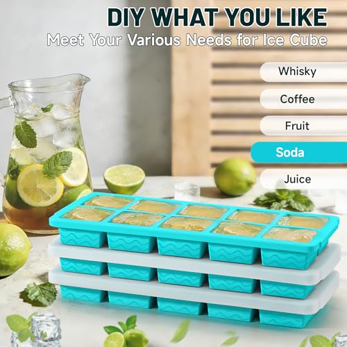 2 Tbsp Ice Cube Tray with lid (10-cube,blue)