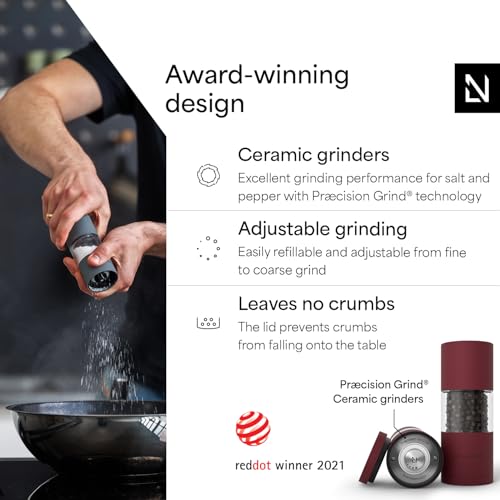 Salt and Pepper Grinder Set (Berry Red / Set of two manual grinders)