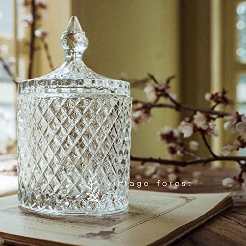 Qtip Holder Glass Apothecary Jars with Lid Bathroom Accessories Vanity Organizers and Makeup Storage for Cotton Swabs (23 oz (2 pack) / Clear)