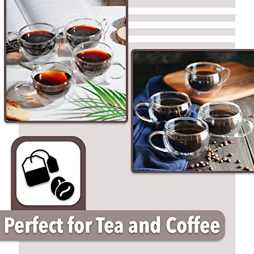 BTaT Double Walled Espresso Cups (Clear / 6 oz Coffee, Set of 4)
