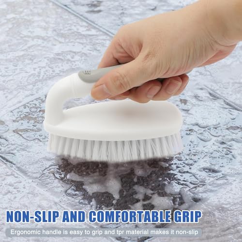 Heavy Duty Scrub Brush with Stiff Bristles 2 Pack Gray (Gray)