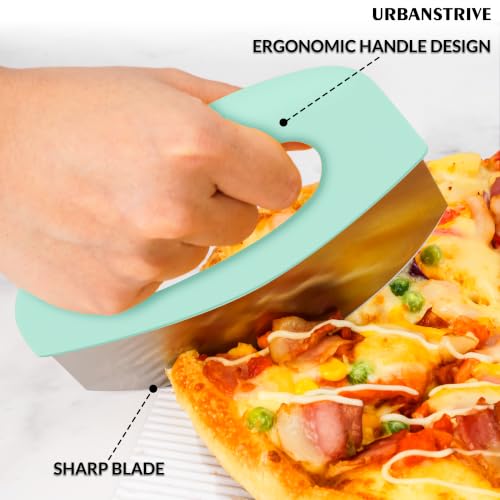 Heavy Duty Stainless Steel Pizza Cutter with Cover (Mint Green)