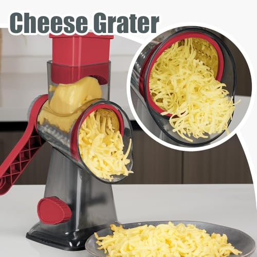 Rotary Cheese Grater Hand Crank Transparent (3 IN 1 / Black Red SP)