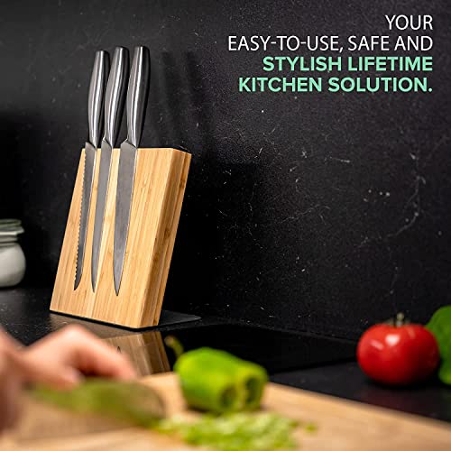 Magnetic Knife Block Without Knives By Coninx (Natural Bamboo)