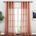 Linen Sheer Burnt Orange Curtains (52"W x 90"L (Pack of 2) / Burnt Orange)