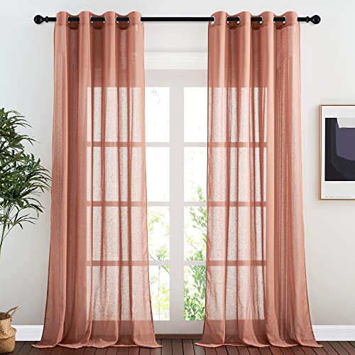 Linen Sheer Burnt Orange Curtains (52"W x 90"L (Pack of 2) / Burnt Orange)
