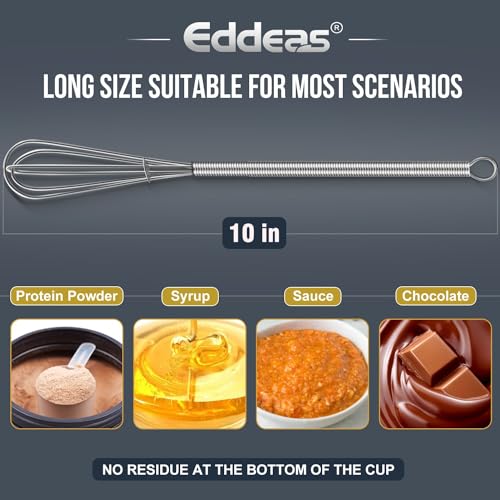 Long Mini Whisks Stainless Steel (10 inch / Silver 1Pcs)