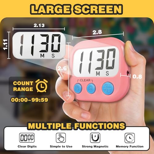 Digital Timer for Kids Classroom Timers for Teachers 4 Pack Pink White (Pink White)