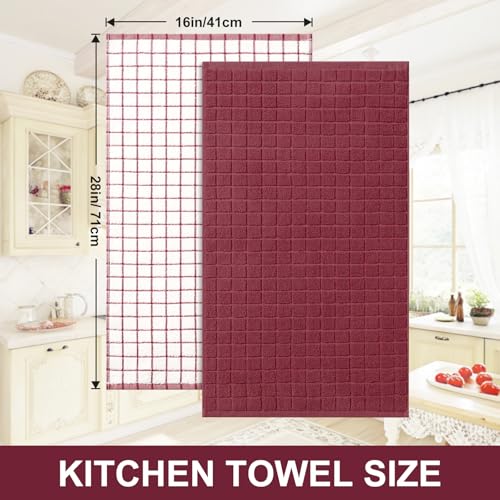 Large Premium Cotton Kitchen Towels 16"x 28" (Red / 16" X 28" - 4 Pack)