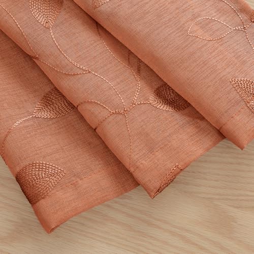 Fall Burnt Orange Kitchen Tier Curtains (30"W x 24"L (Pack of 2) / Burnt Orange)