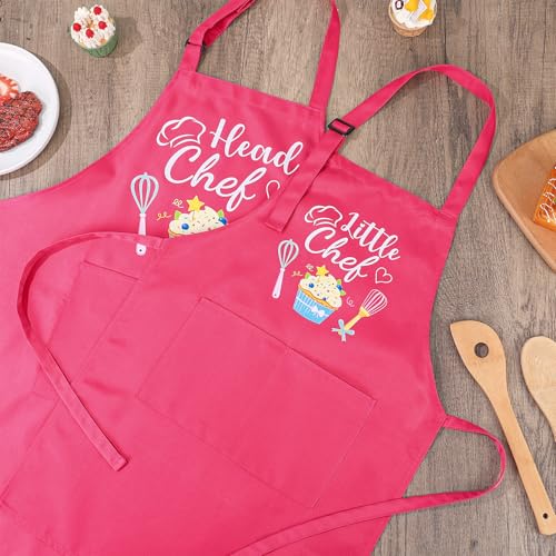 2 Pcs Adults Kids Matching Apron Set (Head Chef-little Chef)