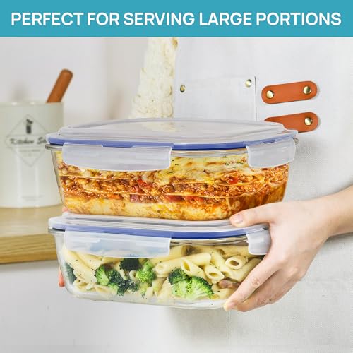 2Pack 2260ml 76.4oz Extra Large Glass Storage Containers (Blue / 76.4oz)