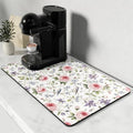 Coffee Mat 12" x 19" Coffee Bar Mats for Espresso Machine Station Accessories and Organizer (Watercolor Pink Rose / 12" x 19")
