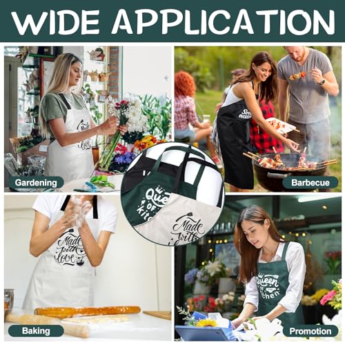 3 Pack Women Funny Cooking Aprons with Pockets (Black, Green, White)