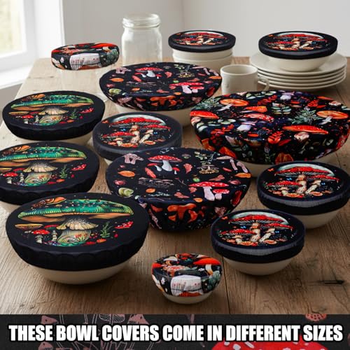 10 Pcs Reusable Bowl Covers in 5 Size (Deep Color / Mushroom Style)