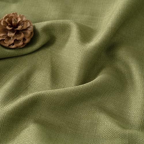102 Inch Natural Faux Linen Curtains for Bedroom Living Room 2 Panels (52"W x 102"L (Pack of 2) / Silver Grommet-moss Green)