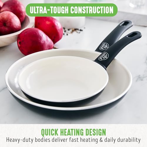 2 Piece 7” & 10” (7" & 10" Frying Pan Skillet Set / Black & Cream)