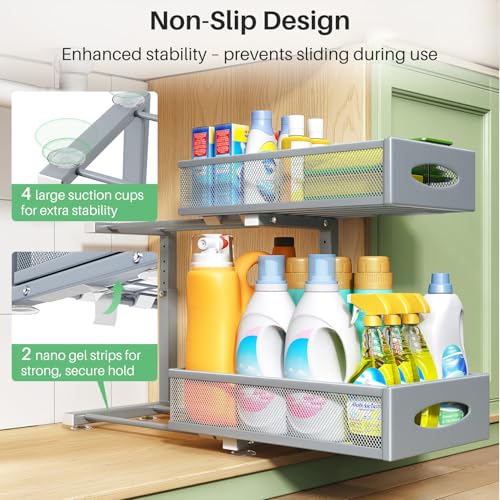 2 Pack Under Sink Organizer (Grey / 2 Pack)