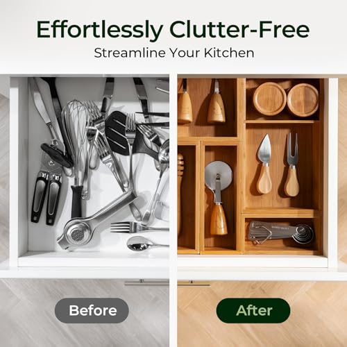 10 Piece Bamboo Drawer Organizer Set (Bundle: 10pc Organizers Set)