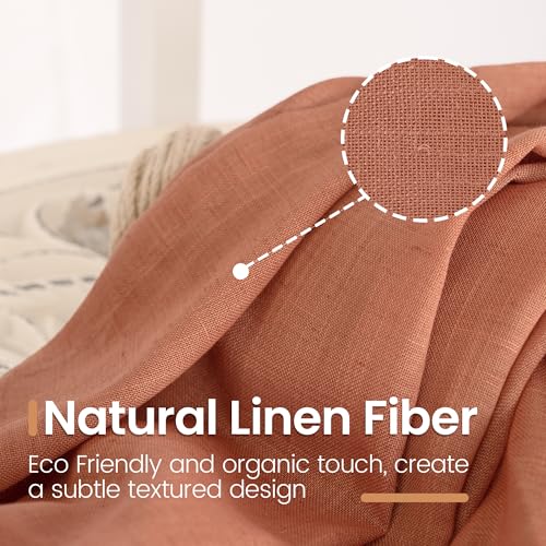 Terracotta Linen Semi Sheer Curtains for Living Room 84 Inches Long (Terracotta / 52"W x 84"L (Pack of 2))