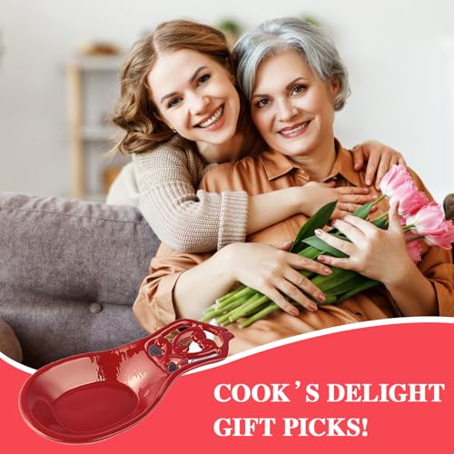 Cast Iron Spoon Rest (Red / Dense Scrollwork)