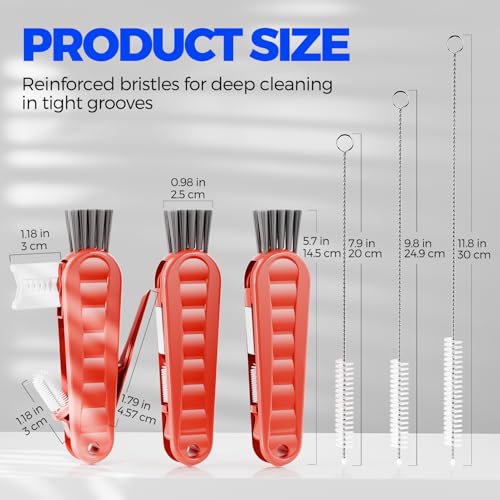6 Pack 4 in 1 Cup Lid Cleaning Brush 3 Straws Bottle Brush (Red)