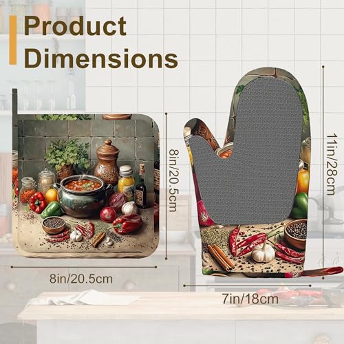 Herbs Spices Seasonings Oven Mitts and Pot Holders Set of 4 (Herbs Spices Seasonings)