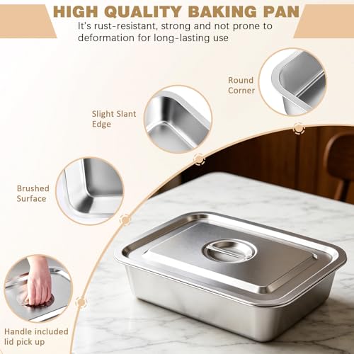 9.2QT Stainless Steel Lasagna Pan with Lid